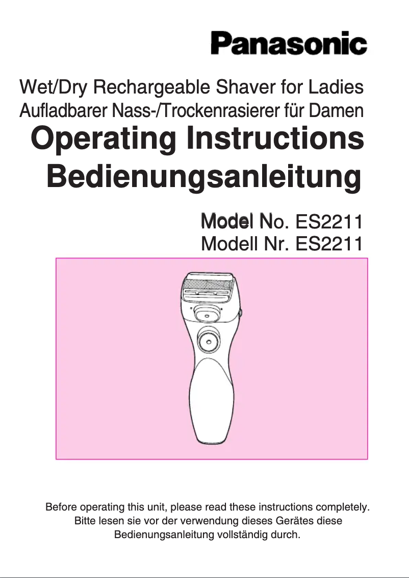 Page 1 de la notice Manuel utilisateur Panasonic ES-2211