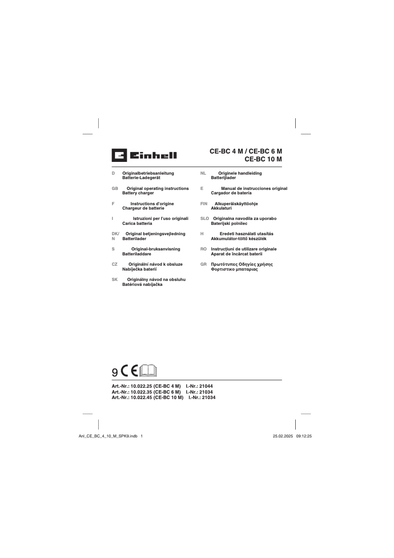Page n°1 - Manuel utilisateur Einhell CE-BC 4 M