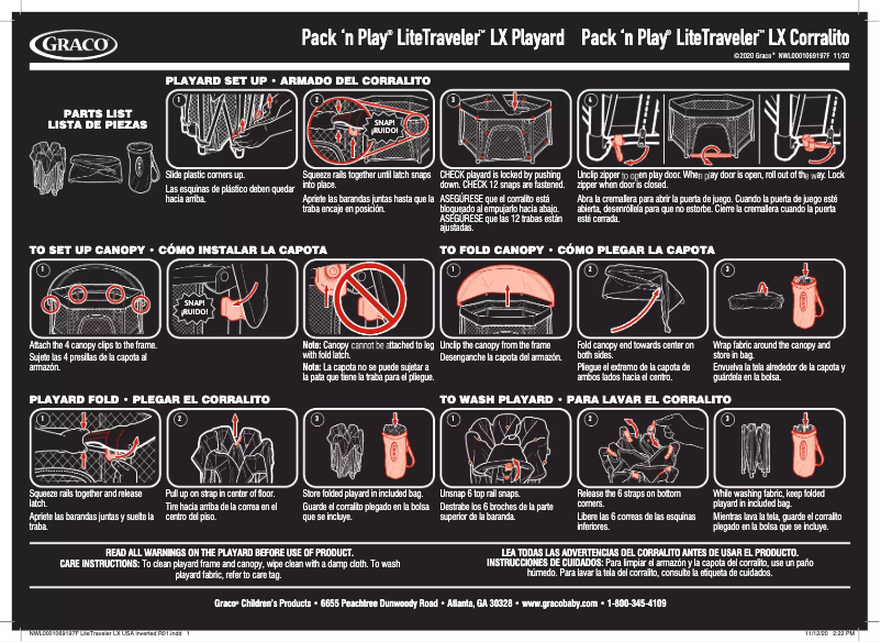 Page 1 de la notice Manuel utilisateur Graco Pack 'n Play LiteTraveler LX