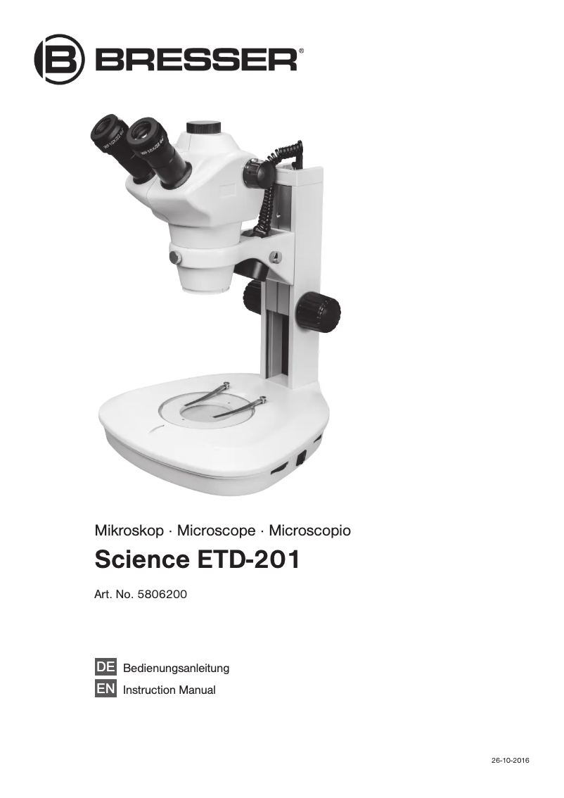 Page n°1 - Manuel utilisateur Bresser Science ETD-201