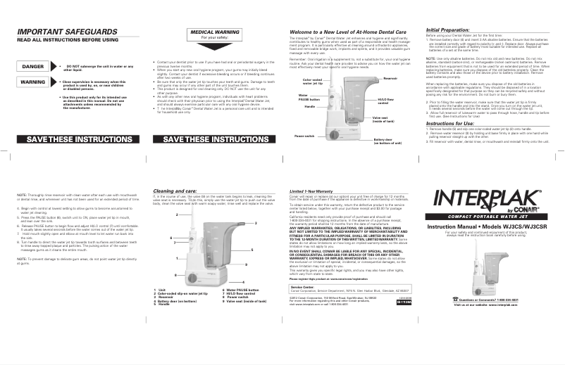 Page 1 de la notice Manuel utilisateur Conair Interplak WJ3CS