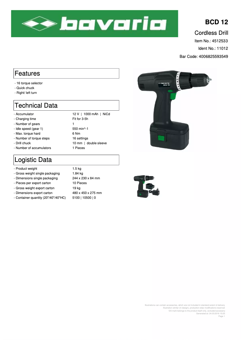 Página 1 del manual Manual de usuario Bavaria BCD 12