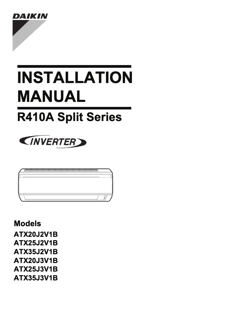 Page 1 de la notice Manuel utilisateur Daikin Inverter ATX20J2V1B