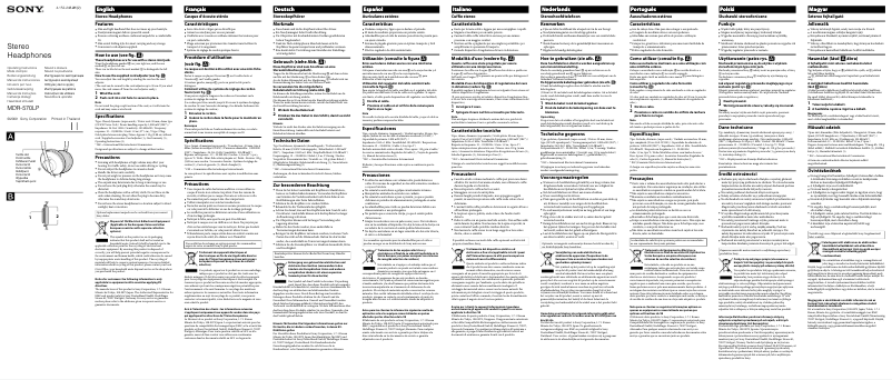 Page n°1 - Manuel utilisateur Sony MDR-570LPD
