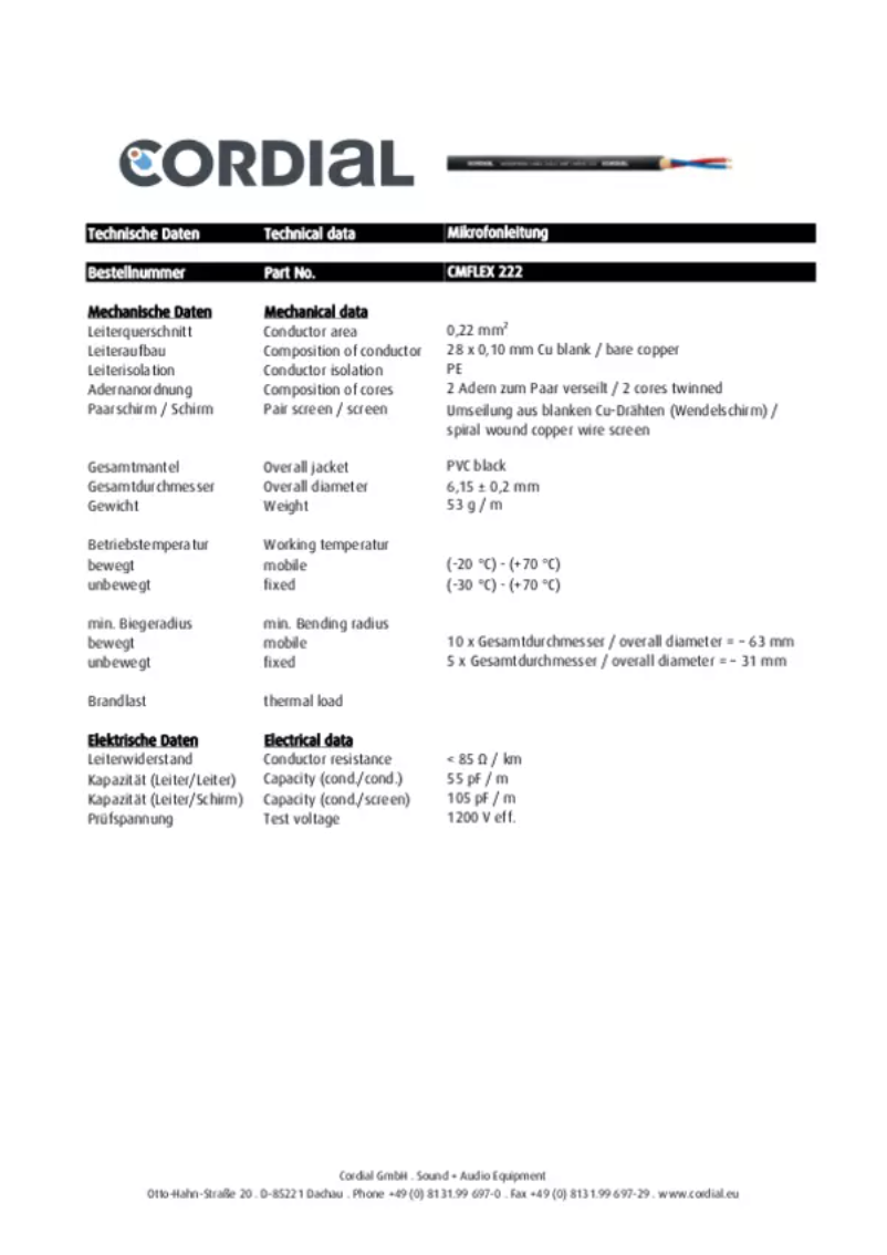 Page 1 de la notice Manuel utilisateur Cordial CPM 20 FM-FLEX