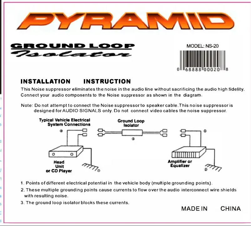 Page 1 de la notice Manuel utilisateur Pyramid NS20