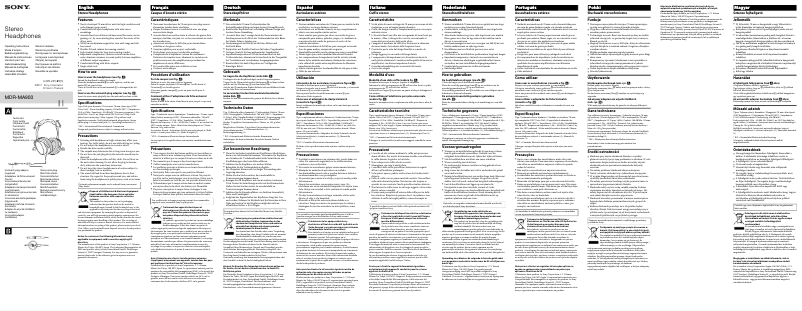 Image de la première page du manuel de l'appareil MDR-MA900