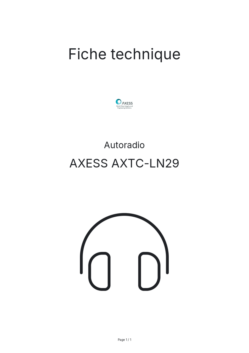 Image de la première page du manuel de l'appareil AXTC-LN29