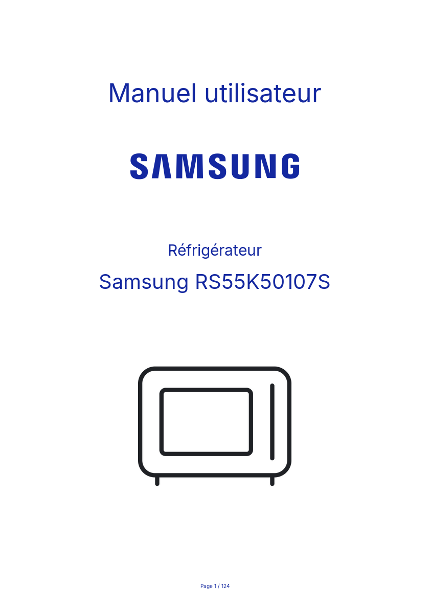 Image de la première page du manuel de l'appareil RS55K50107S