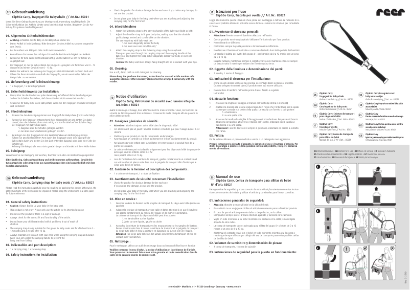 Page n°1 - Manuel utilisateur Reer Clip&Go Carry 85021