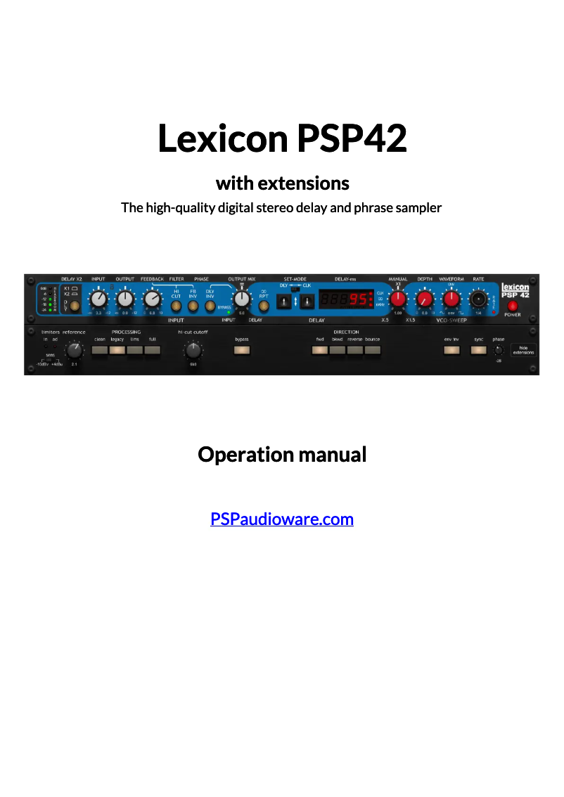 Page 1 de la notice Manuel utilisateur PSP Audioware Lexicon PSP 42