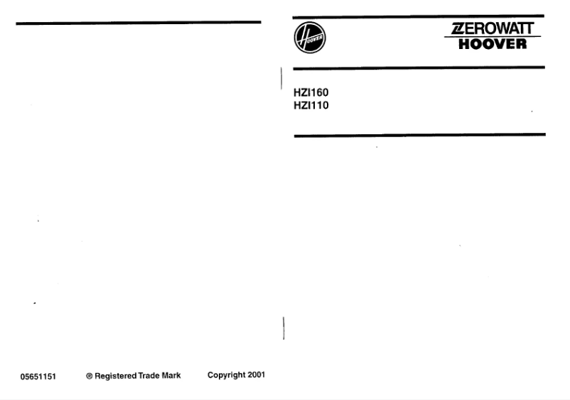Page n°1 - Manuel utilisateur Zerowatt-Hoover HZI 1040