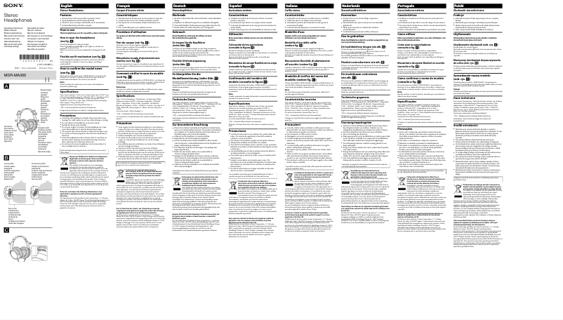 Image de la première page du manuel de l'appareil MDR-MA300