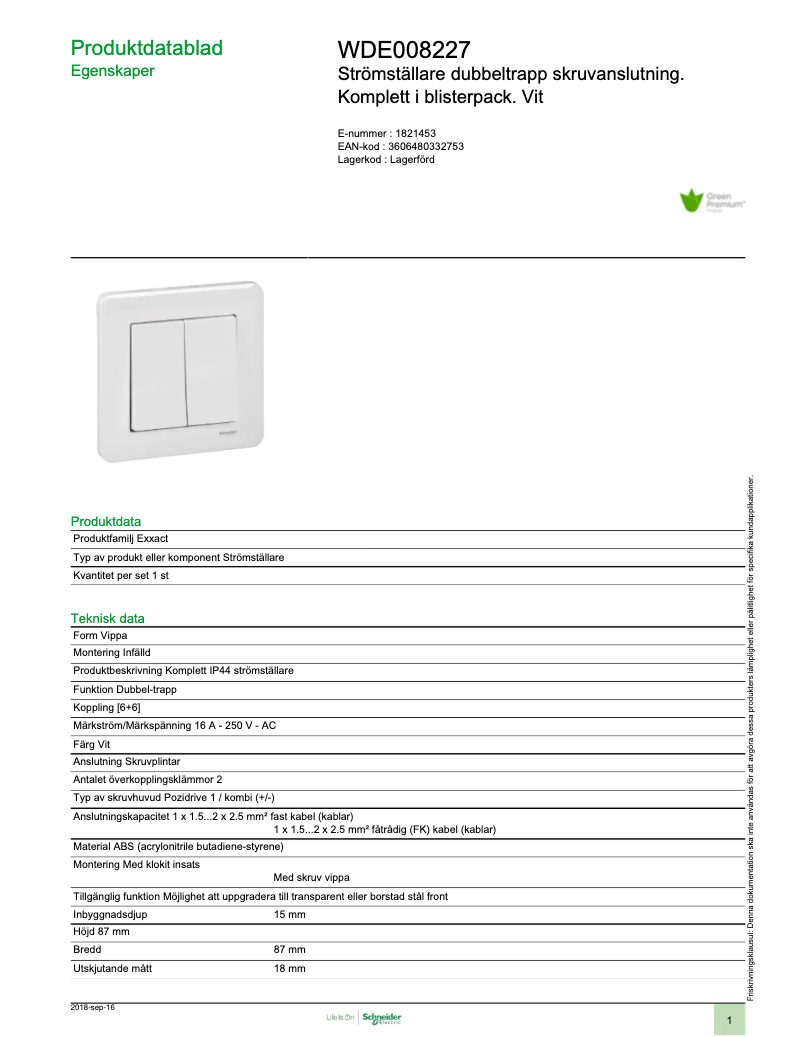 Imagen de la primera página del manual del dispositivo WDE008227