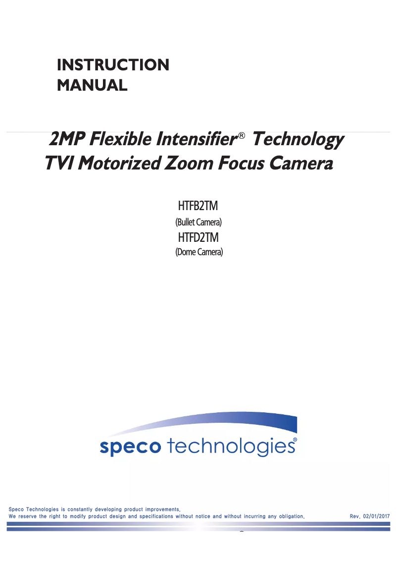 Page 1 de la notice Manuel utilisateur Speco Technologies Intensifier HTFD2TM