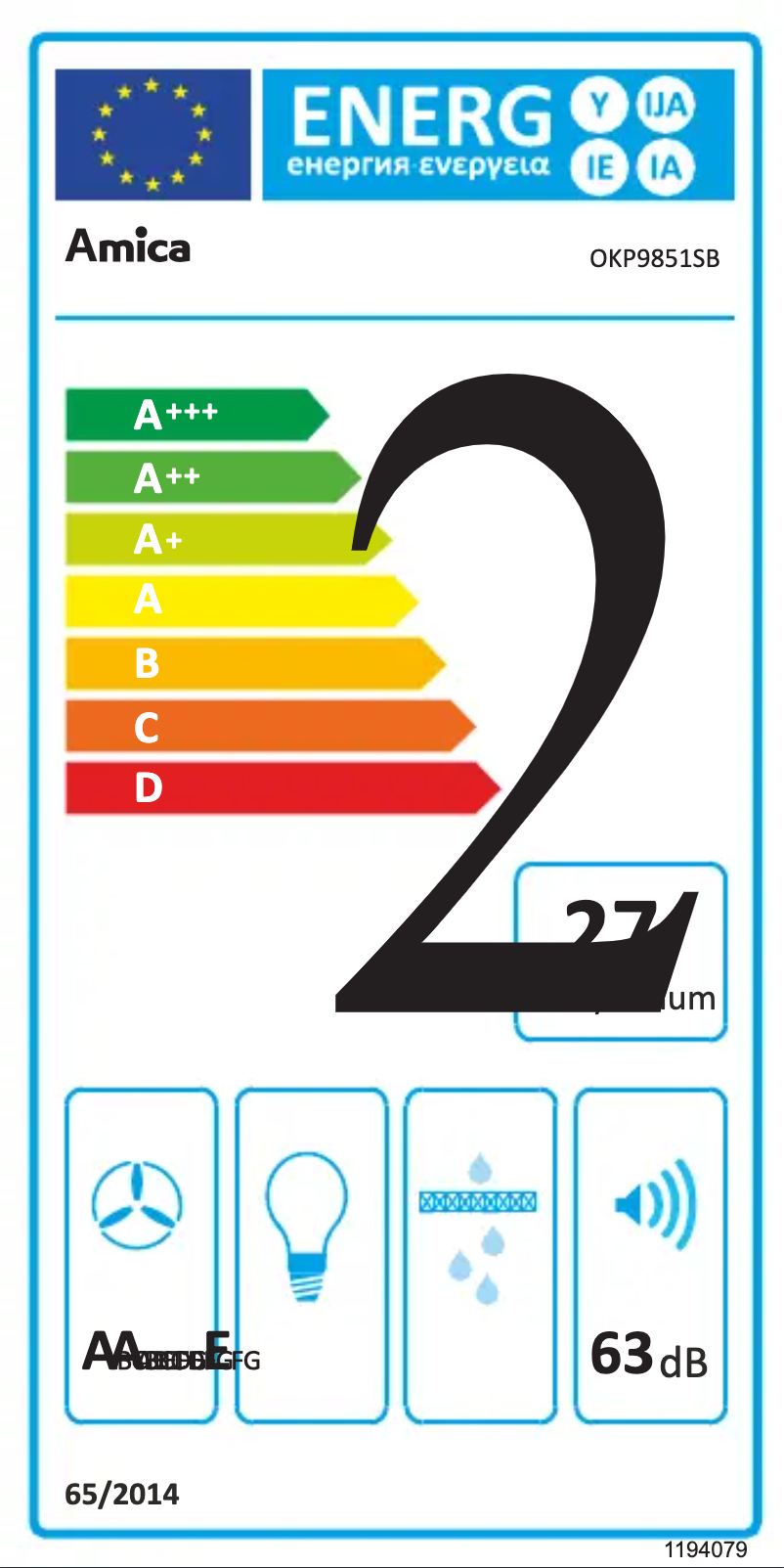 Page 1 de la notice Label énergétique Amica OKP9851SB
