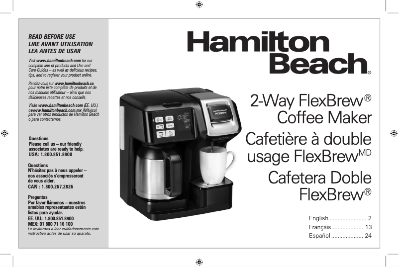 Page 1 de la notice Manuel utilisateur Hamilton Beach FlexBrew 49966