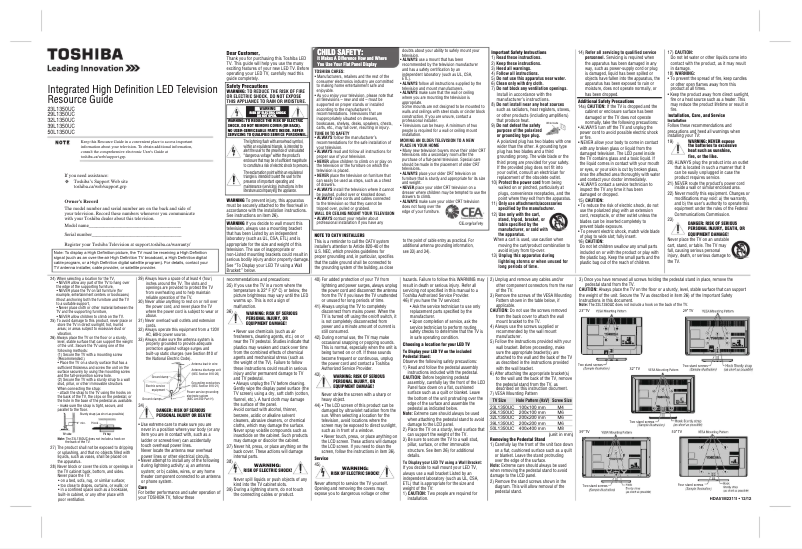 Page n°1 - Manuel utilisateur Toshiba 32L1350UC
