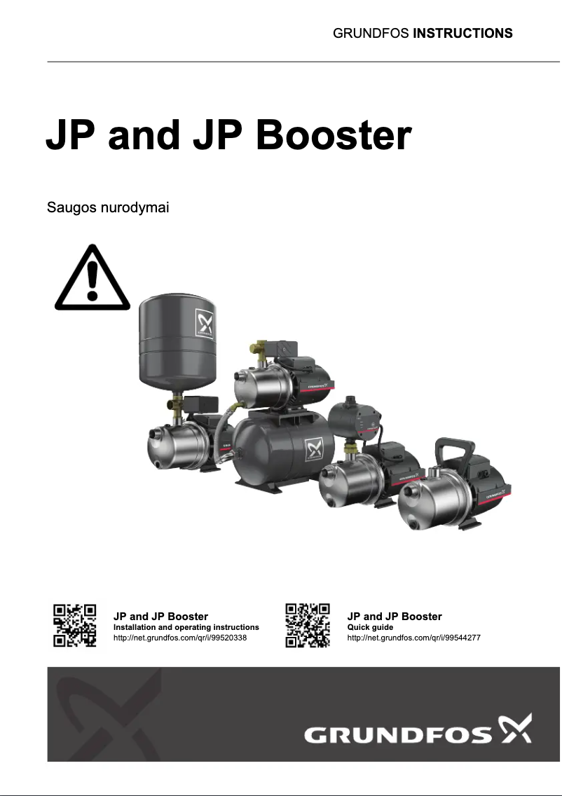 Page n°1 - Guide d'installation Grundfos JP 5-48