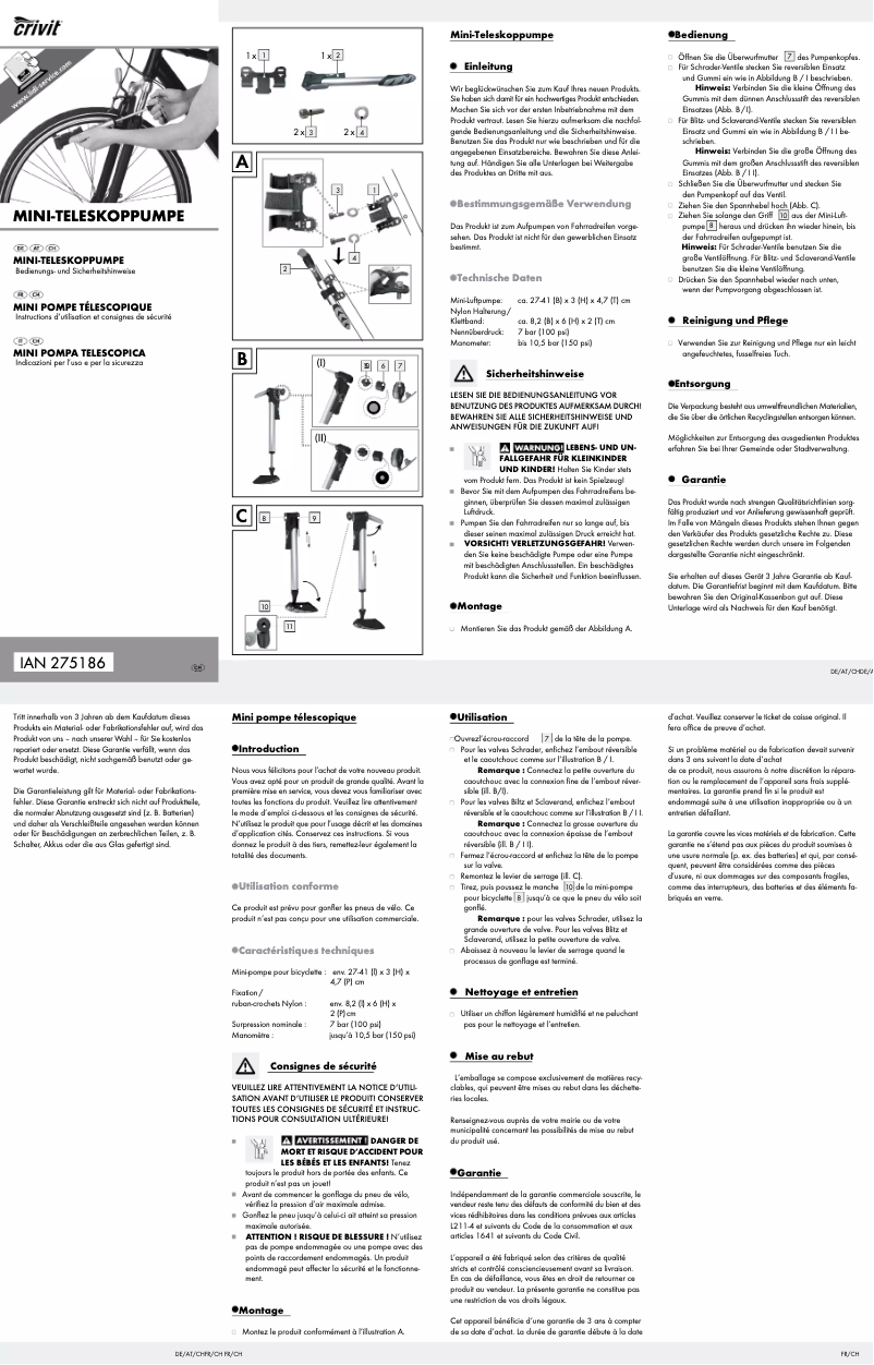 Page 1 de la notice Manuel utilisateur Crivit HG00937