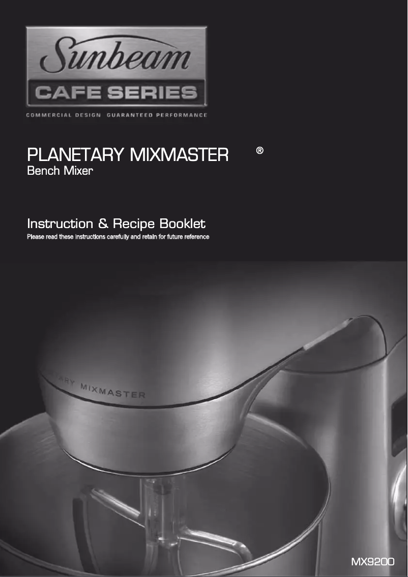 Image de la première page du manuel de l'appareil Planetary Mixmaster MX9200