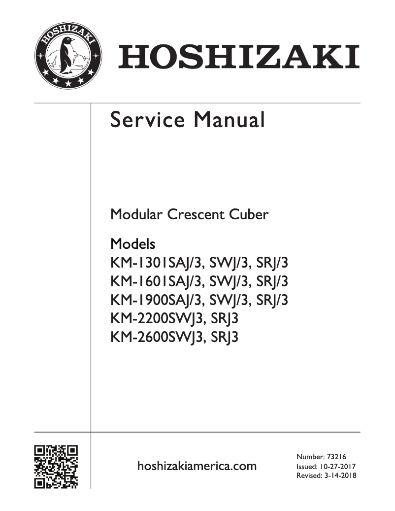 Page n°1 - Manuel utilisateur Hoshizaki KM-1601SAJ3