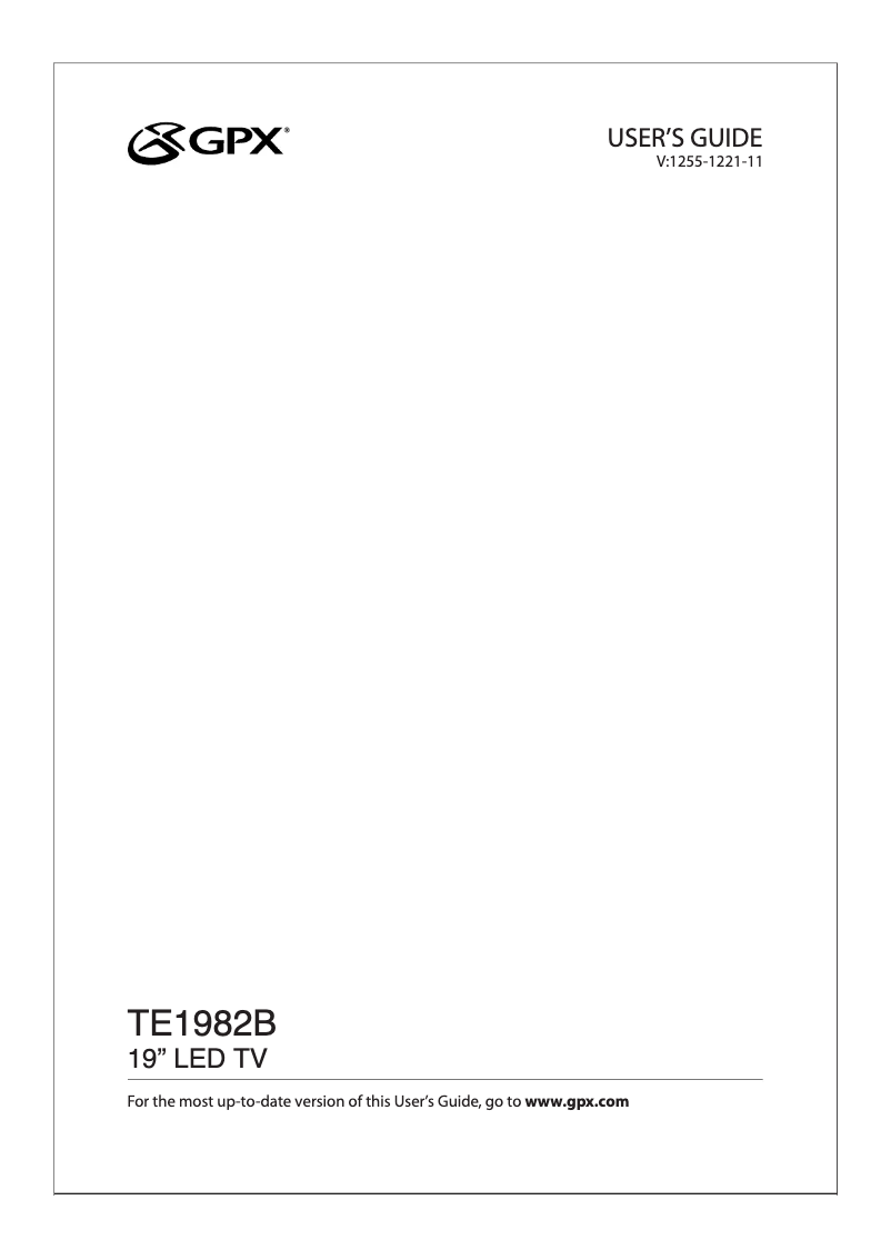 Page 1 de la notice Manuel utilisateur GPX TE1982B