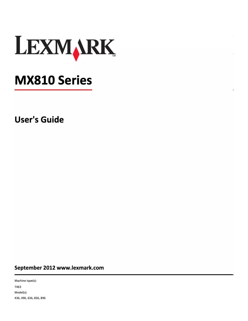 Page 1 de la notice Manuel utilisateur Lexmark MX810dtfe