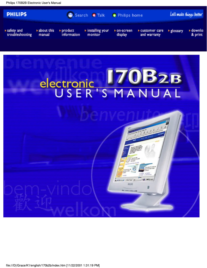 First page image of the manual for Business 170B2B