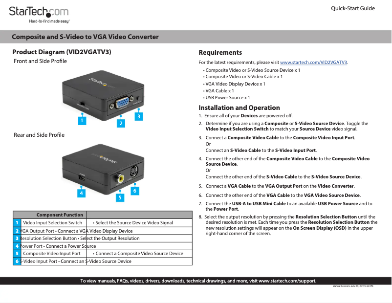 Page 1 de la notice Manuel utilisateur StarTech.com VID2VGATV3