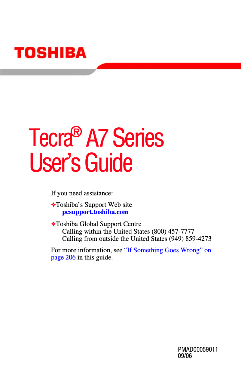 Image de la première page du manuel de l'appareil Tecra A7