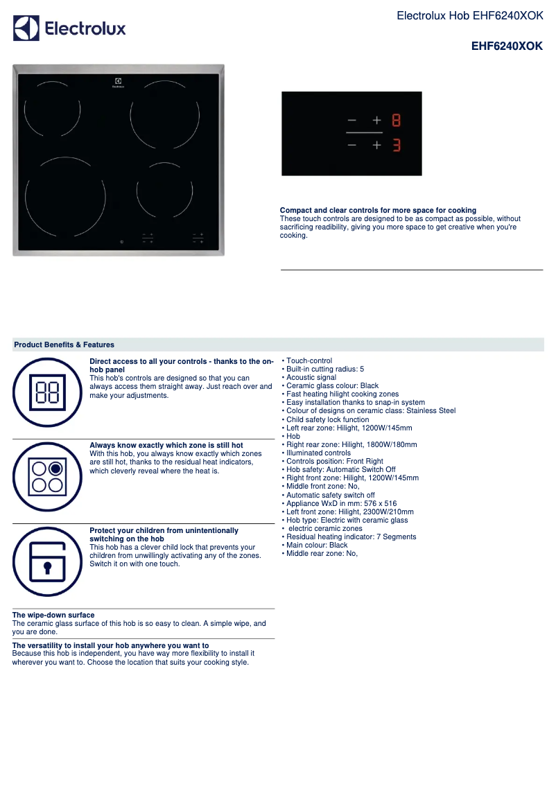 Page n°1 - Fiche technique Electrolux EHF6240XOK