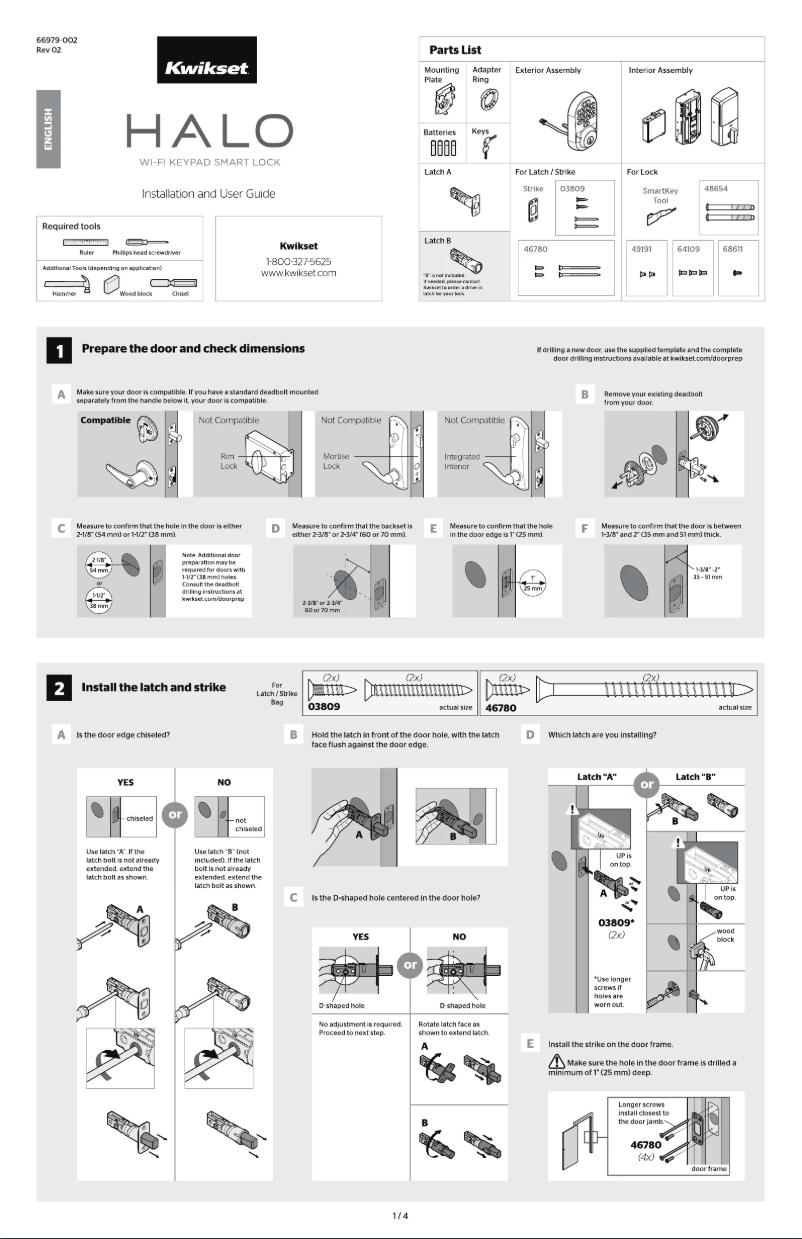 Page 1 de la notice Manuel utilisateur Kwikset Halo