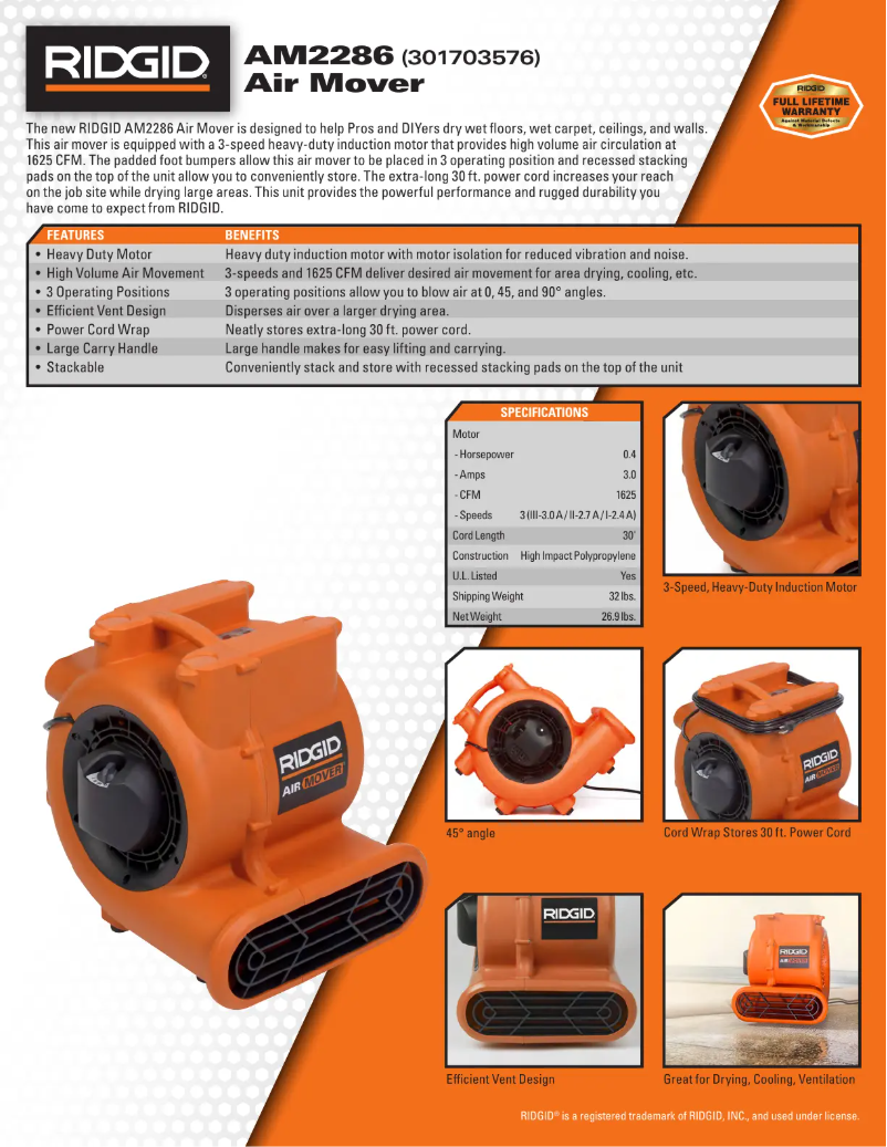 Page n°1 - Catalogue Ridgid AM22860