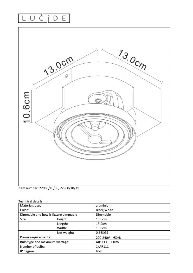 Page n°1 - Manuel utilisateur Lucide VERSUM AR111