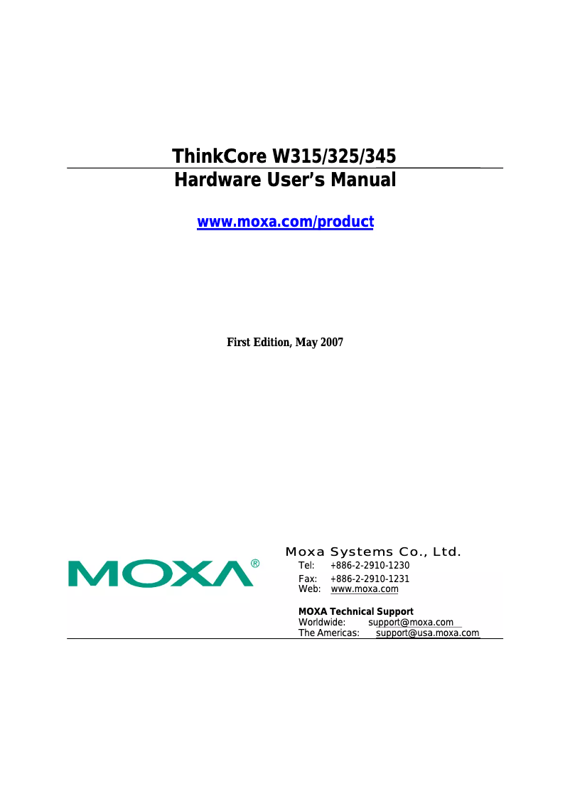 Page n°1 - Manuel utilisateur Moxa W315-LX