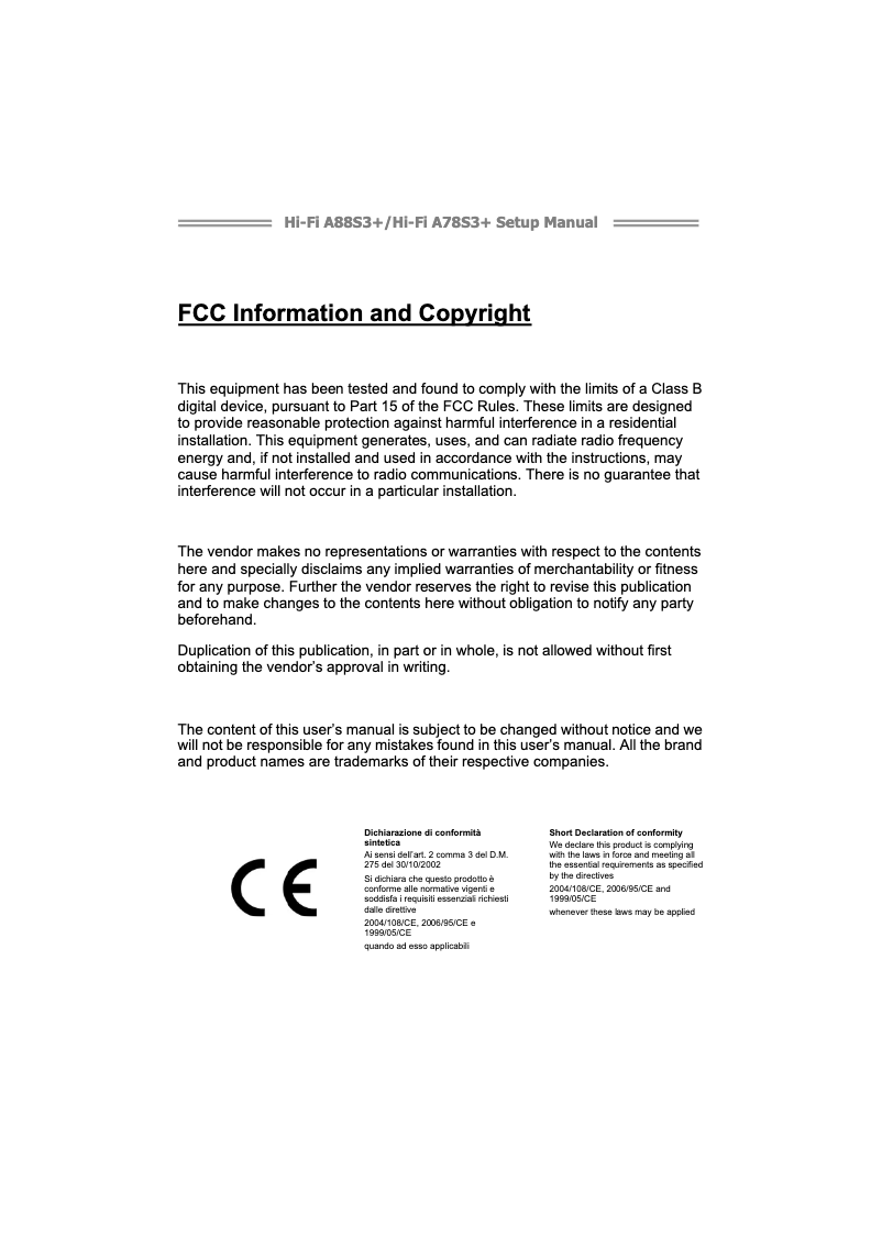 Imagen de la primera página del manual del dispositivo Hi-Fi A88S3+ Ver. 5.x
