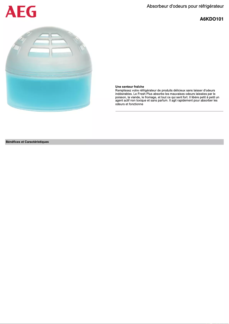 Page 1 de la notice Manuel utilisateur AEG A6KDO101