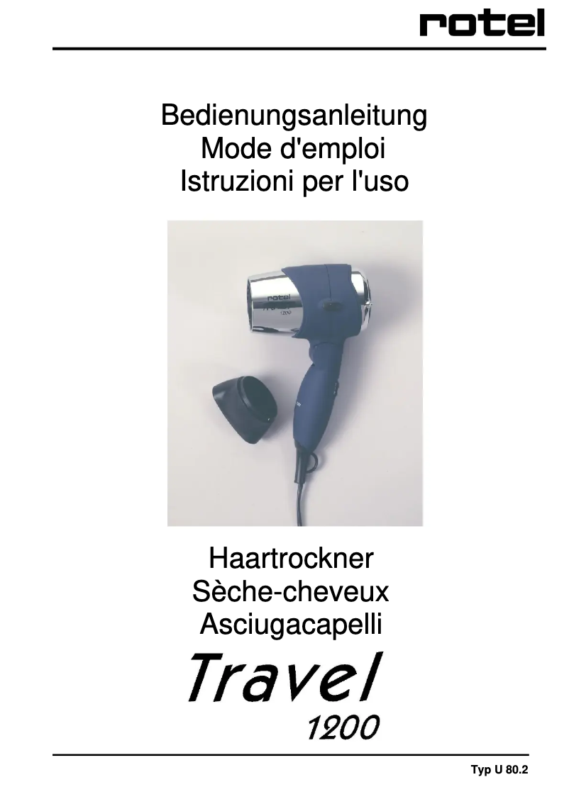 Image de la première page du manuel de l'appareil Travel 1200