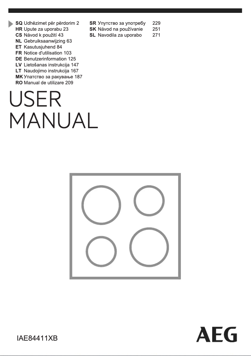Page 1 de la notice Manuel utilisateur AEG IAE84411XB