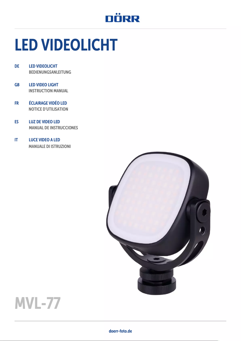 Page 1 de la notice Manuel utilisateur Dörr MVL-77