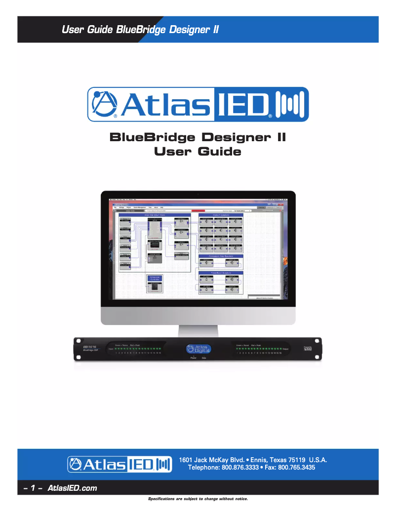 First page image of the manual for BlueBridge Designer II