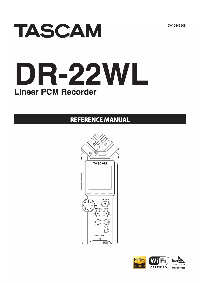 Page 1 de la notice Manuel utilisateur Tascam DR-22WL