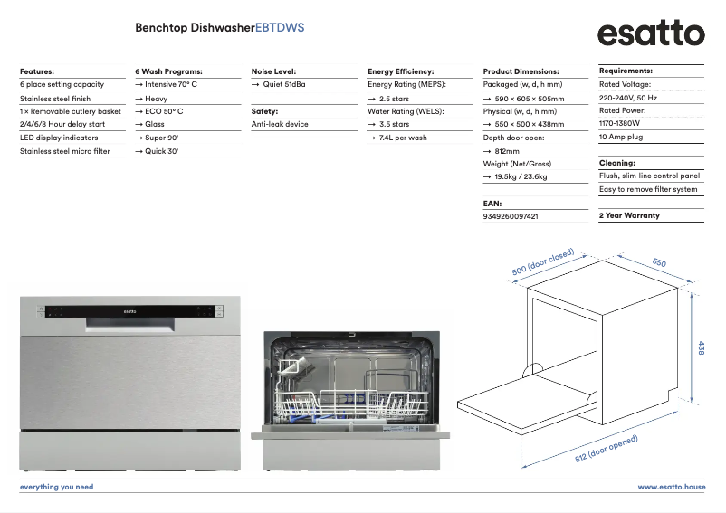Page n°1 - Fiche technique Esatto EBTDWS