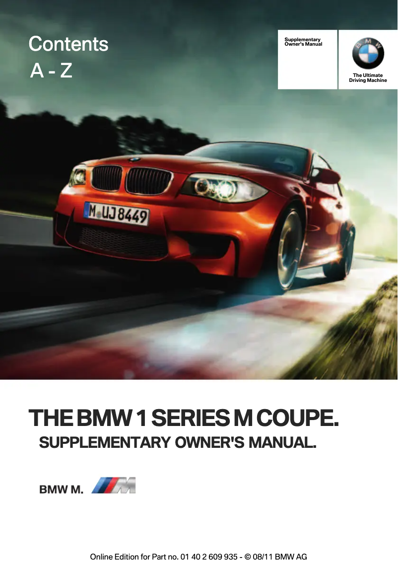 Image de la première page du manuel de l'appareil 1 Series M Coupe (2011)