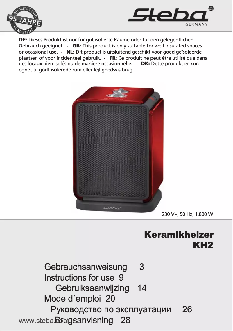 Página 1 del manual Manual de usuario Steba KH2