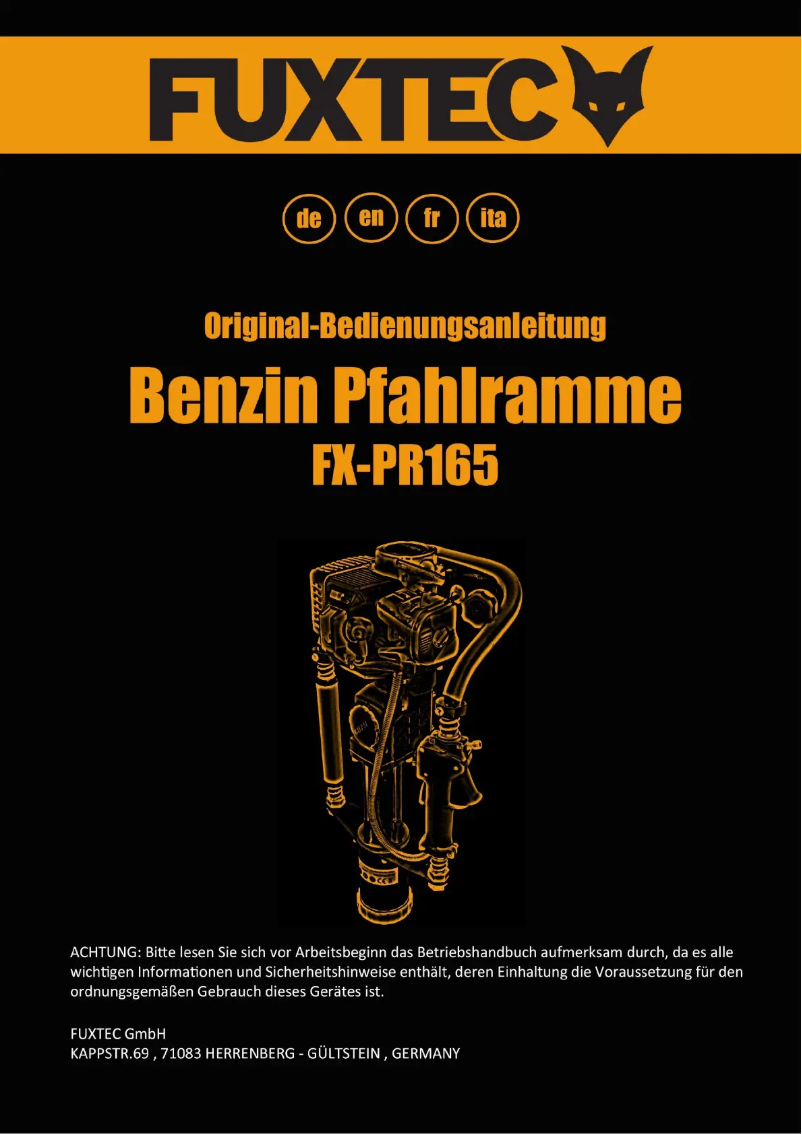 Page n°1 - Manuel utilisateur Fuxtec FX-PR165