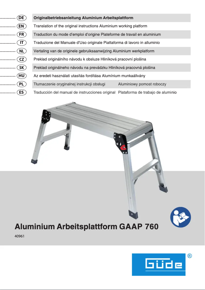 Page n°1 - Manuel utilisateur Güde GAAP 760
