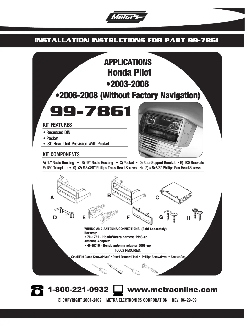 Page n°1 - Manuel utilisateur Metra 99-7861C