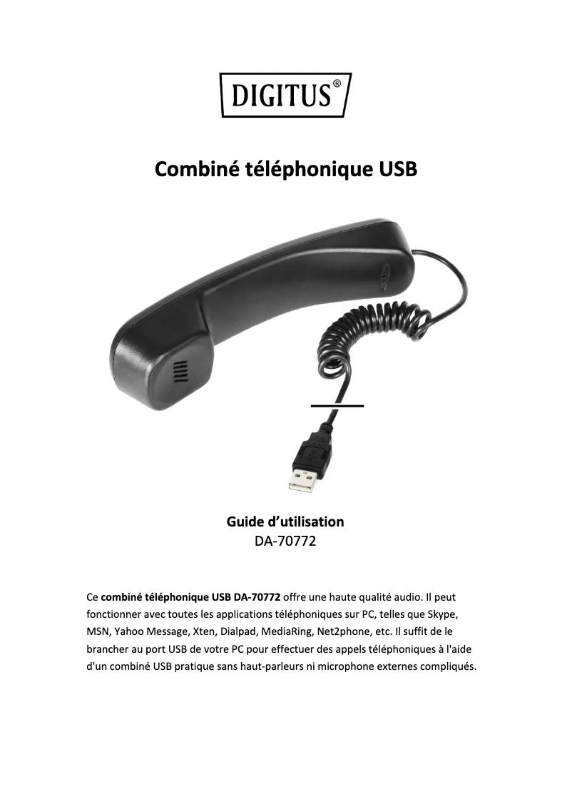 Image de la première page du manuel de l'appareil DA-70772